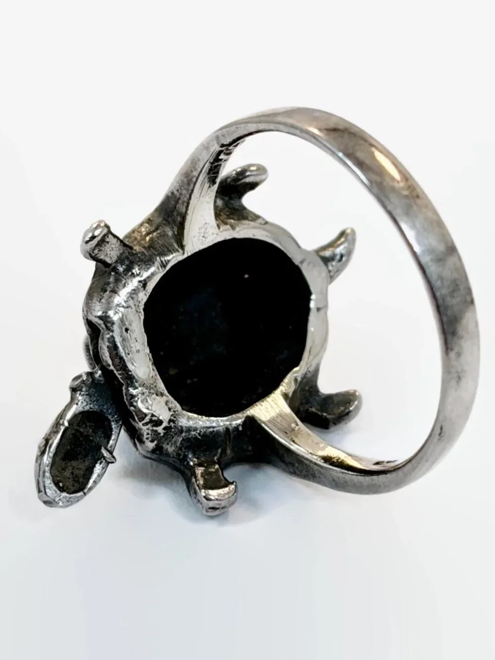 Vintage RIng, Turtle, Head Moves, Articulated, Sterling Silver, Marcasite
